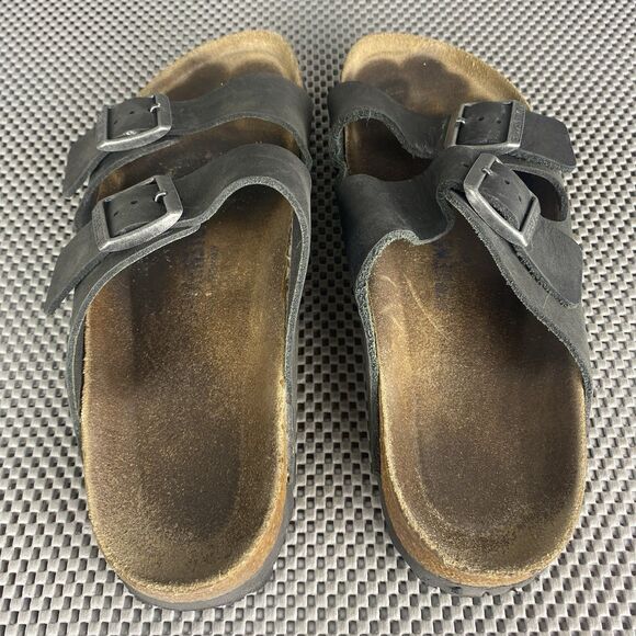 Birkenstock Arizona Sandals Adult Size 40 Black Leather Casual Made In Germany - Picture 6 of 11